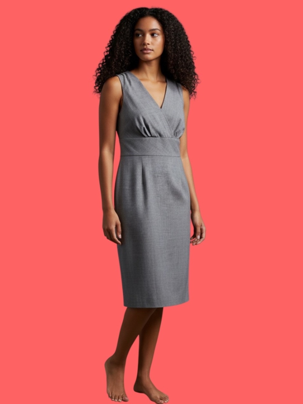 Banana Republic Petite 12 Wool Blend Sheath Dress – Classic Gray